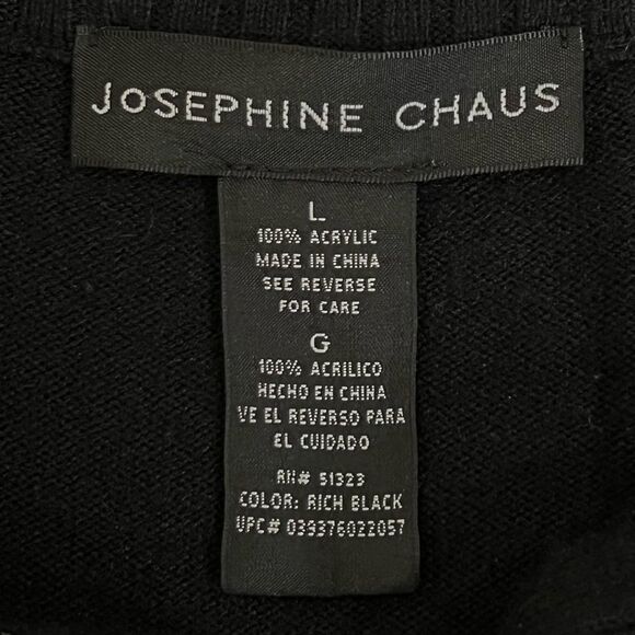 Josephine Chaus Fair Isle Full Zip Black Sweater Large - Picture 10 of 11